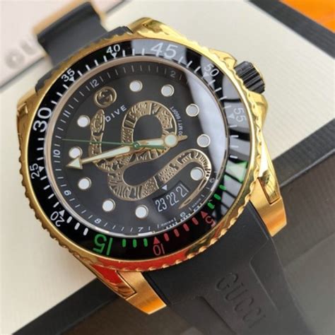 gucci green watch|gucci snake dive watch.